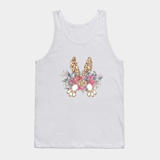 Cute leopard floral boho bunny ears illustration Tank Top